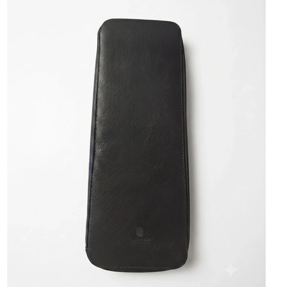 Mario Hernandez Club Colombia Black Pebbled Leather Zip Travel Case Organizer